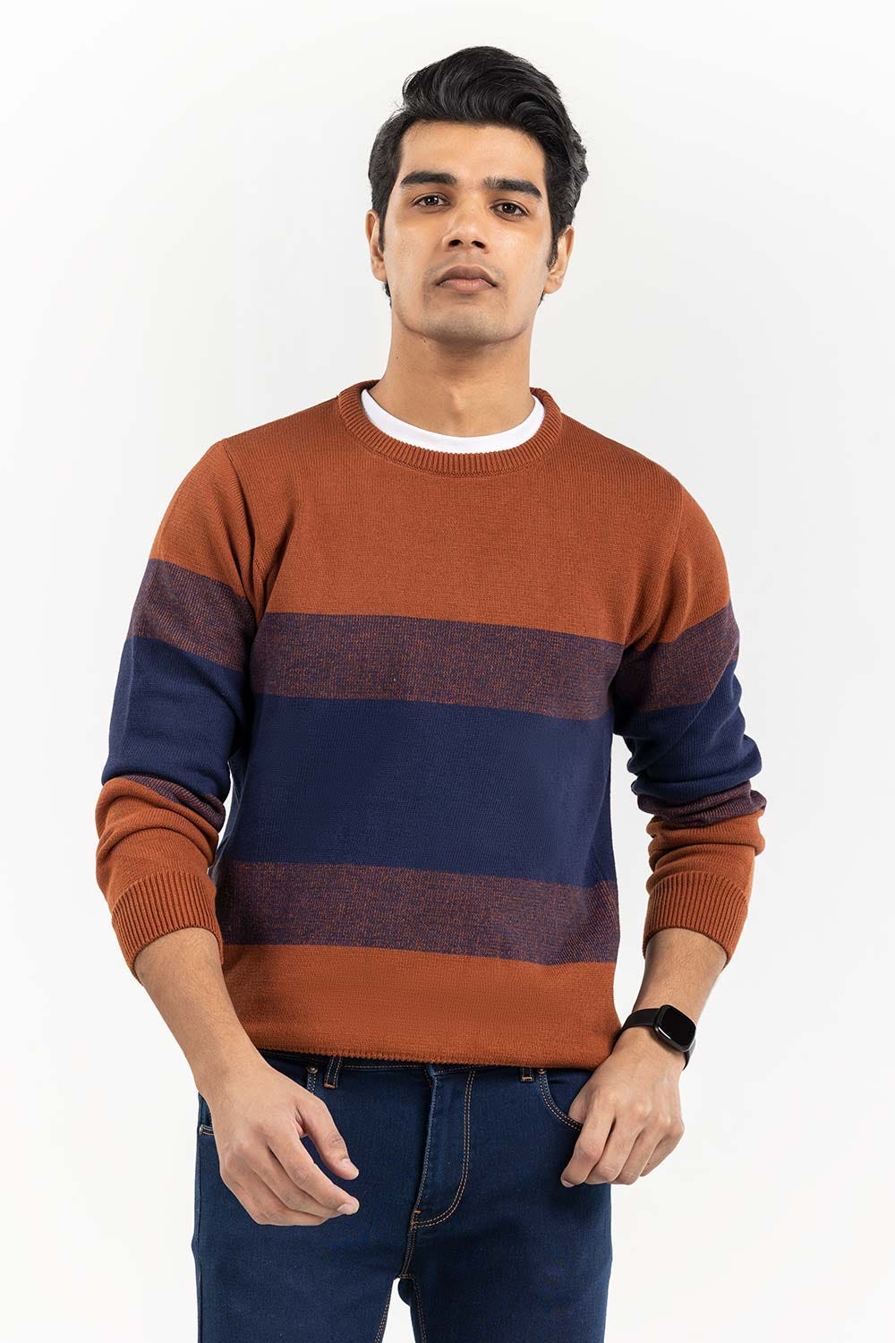 Multi Color Striped Crew Neck Sweater SWT-FFSCN22-218