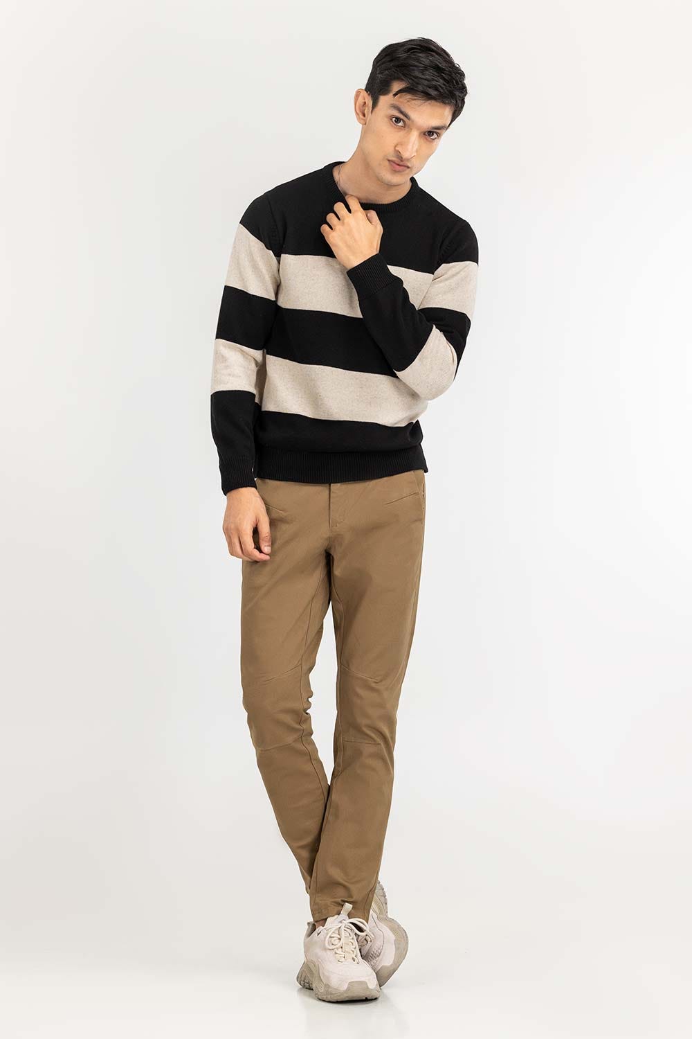 Multi Color Striped Crew Neck Sweater SWT-FFSCN22-220