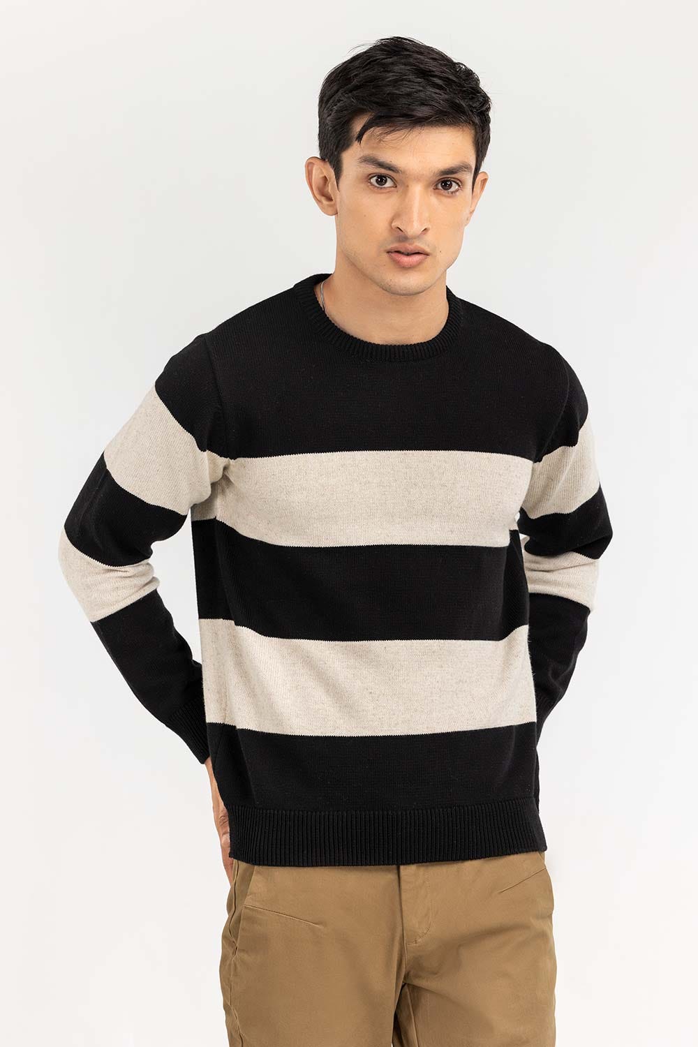 Multi Color Striped Crew Neck Sweater SWT-FFSCN22-220