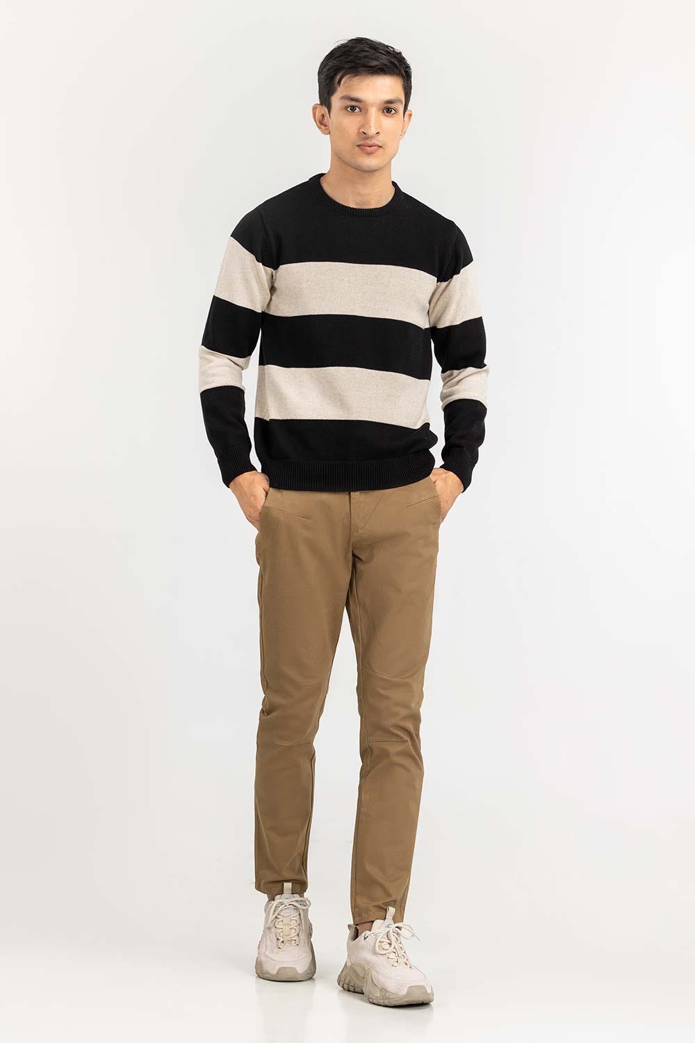 Multi Color Striped Crew Neck Sweater SWT-FFSCN22-220