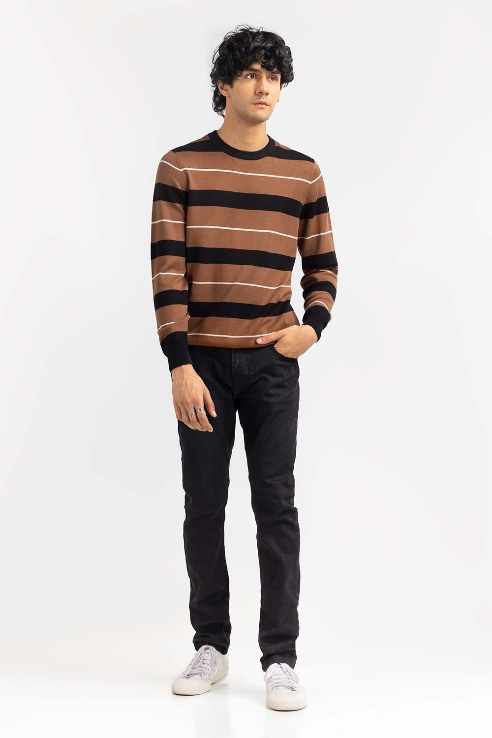 Multi Color Striped Crew Neck Sweater SWT-FFSCN22-233