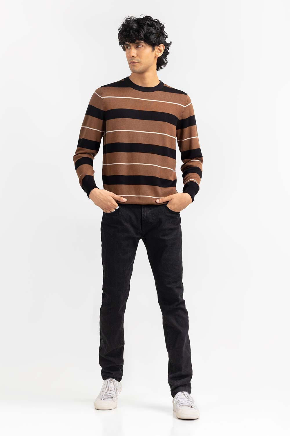 Multi Color Striped Crew Neck Sweater SWT-FFSCN22-233