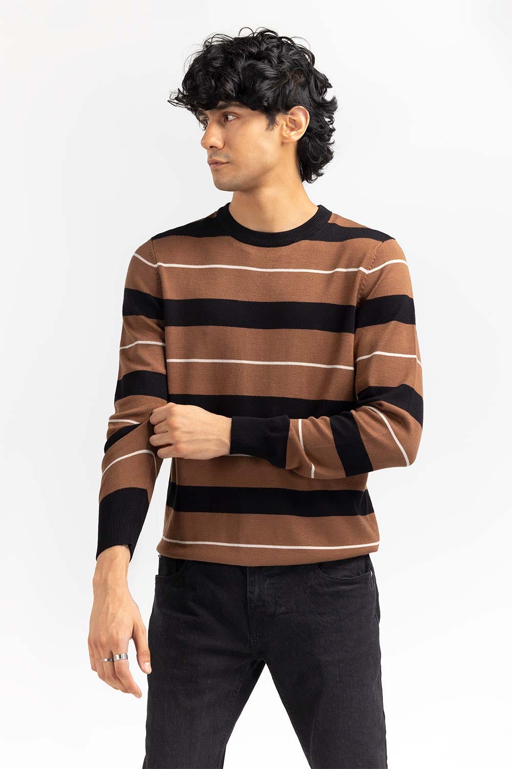 Multi Color Striped Crew Neck Sweater SWT-FFSCN22-233