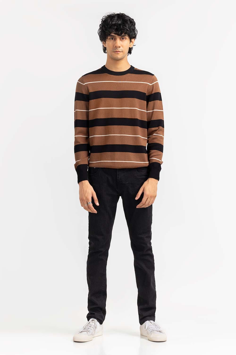 Multi Color Striped Crew Neck Sweater SWT-FFSCN22-233