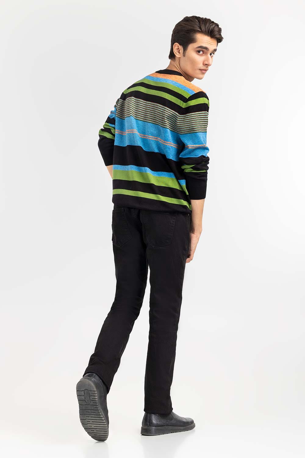 Multi Color Striped Crew Neck Sweater SWT-FFSCN22-242