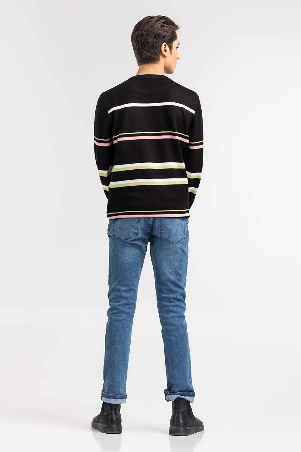 Multi Color Striped Crew Neck Sweater SWT-FFSCN22-252