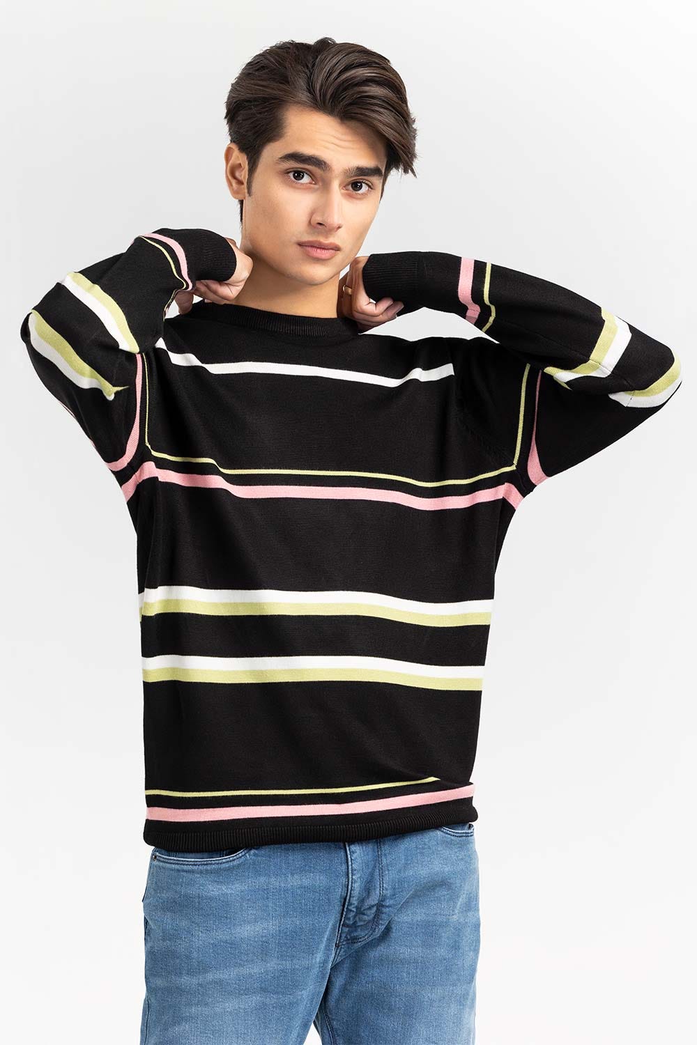 Multi Color Striped Crew Neck Sweater SWT-FFSCN22-252
