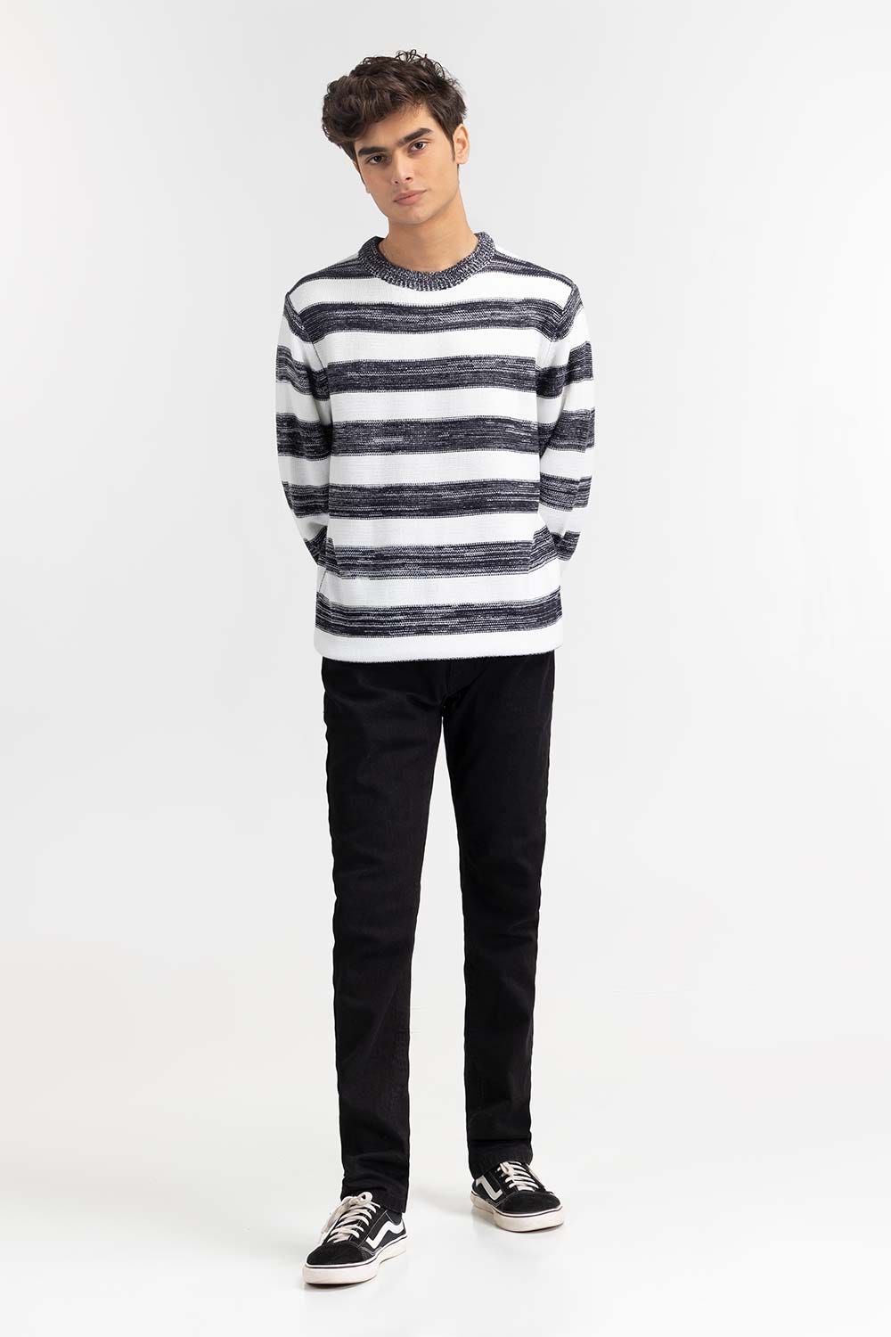 Multi Color Striped Crew Neck Sweater SWT-FFSCN22-258