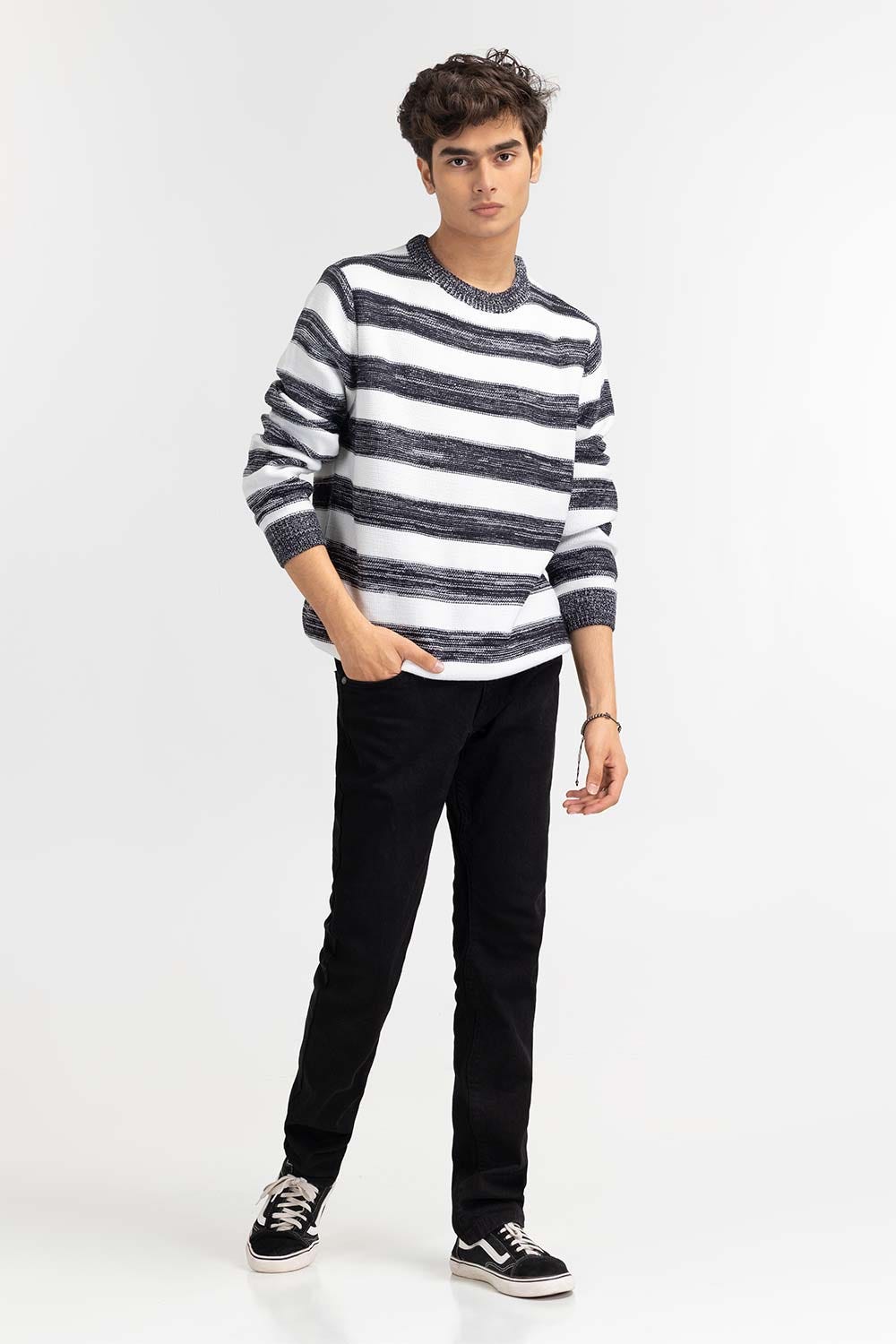 Multi Color Striped Crew Neck Sweater SWT-FFSCN22-258
