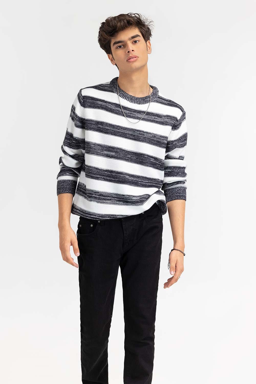 Multi Color Striped Crew Neck Sweater SWT-FFSCN22-258