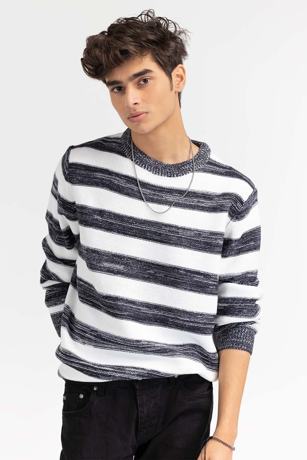 Multi Color Striped Crew Neck Sweater SWT-FFSCN22-258