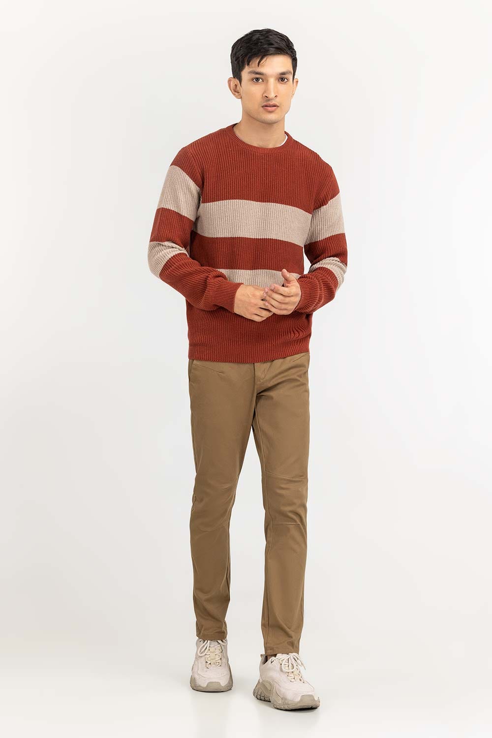 Multi Color Striped Crew Neck Sweater SWT-FFSMN22-221