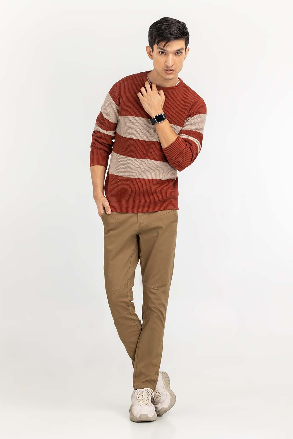 Multi Color Striped Crew Neck Sweater SWT-FFSMN22-221