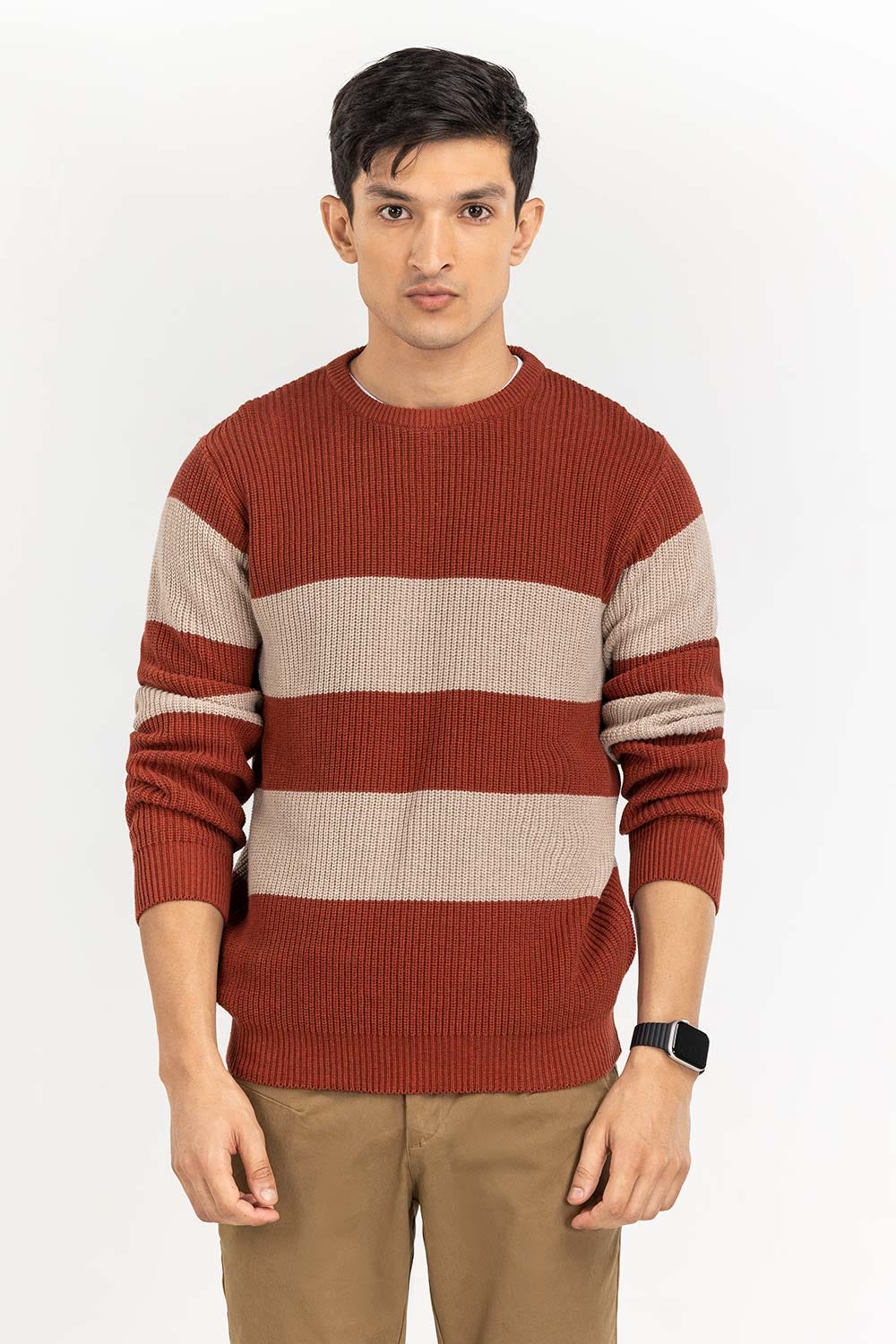 Multi Color Striped Crew Neck Sweater SWT-FFSMN22-221