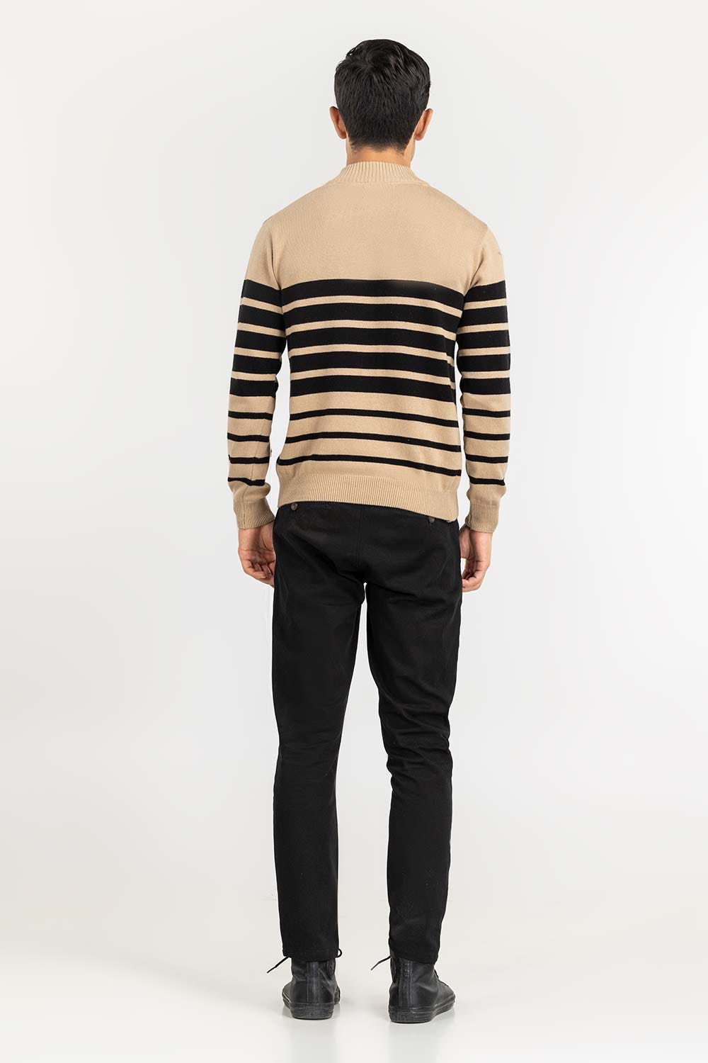 Multi Color Striped Henley Sweater SWT-FFSHL22-170