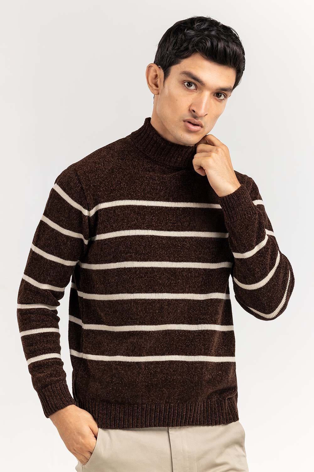 Multi Color Striped Turtle Neck Sweater SWT-FFSTN22-208-1