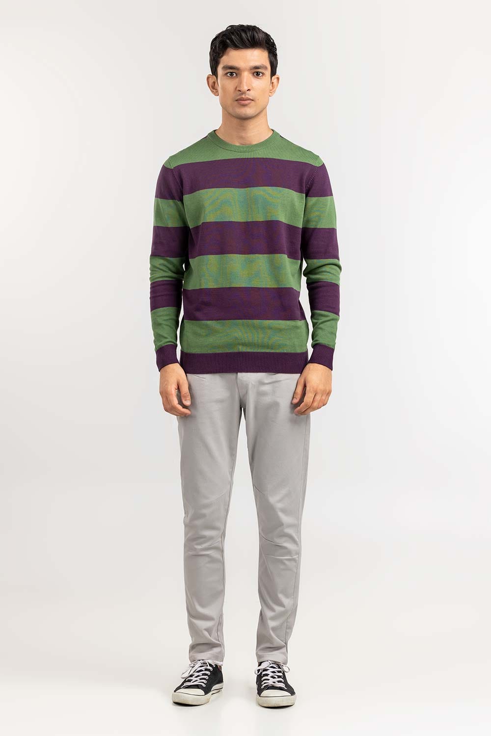 Multi Color Striped V Neck Sweater SWT-FFSVN22-148