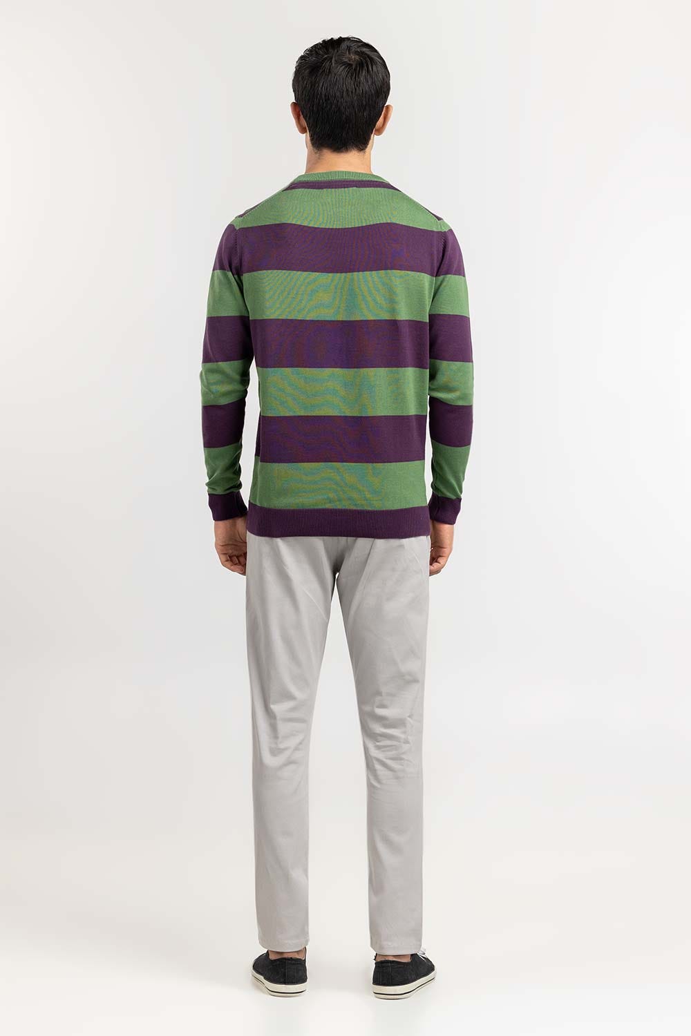 Multi Color Striped V Neck Sweater SWT-FFSVN22-148