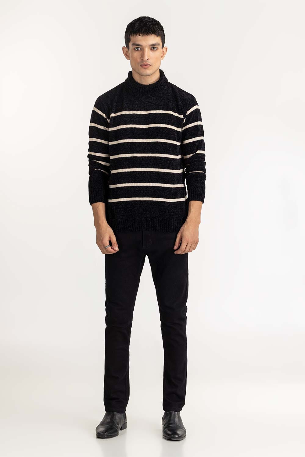 Multi Color Striper chenille Turtle Neck Sweater SWT-FFSTN22-208-2