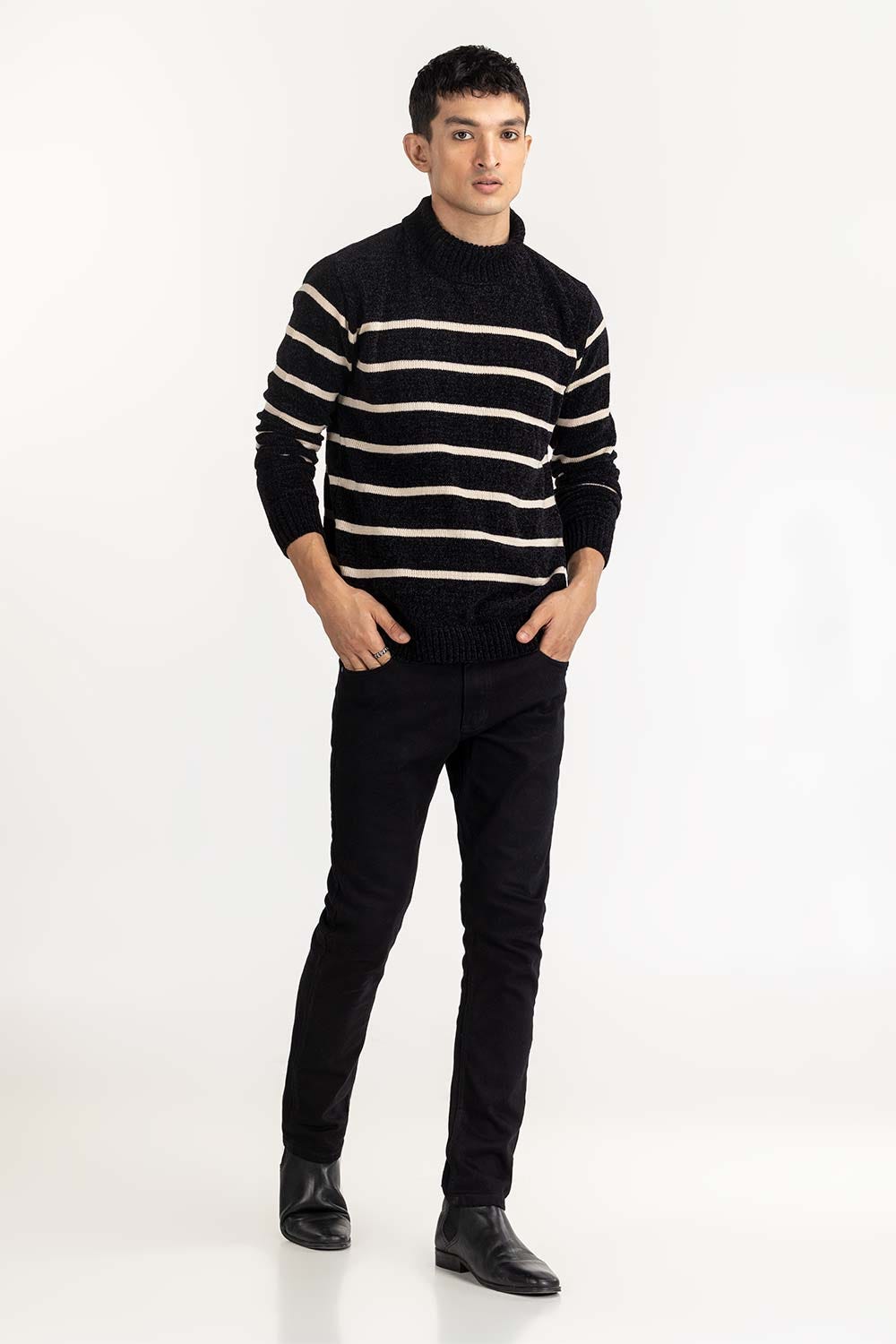 Multi Color Striper chenille Turtle Neck Sweater SWT-FFSTN22-208-2