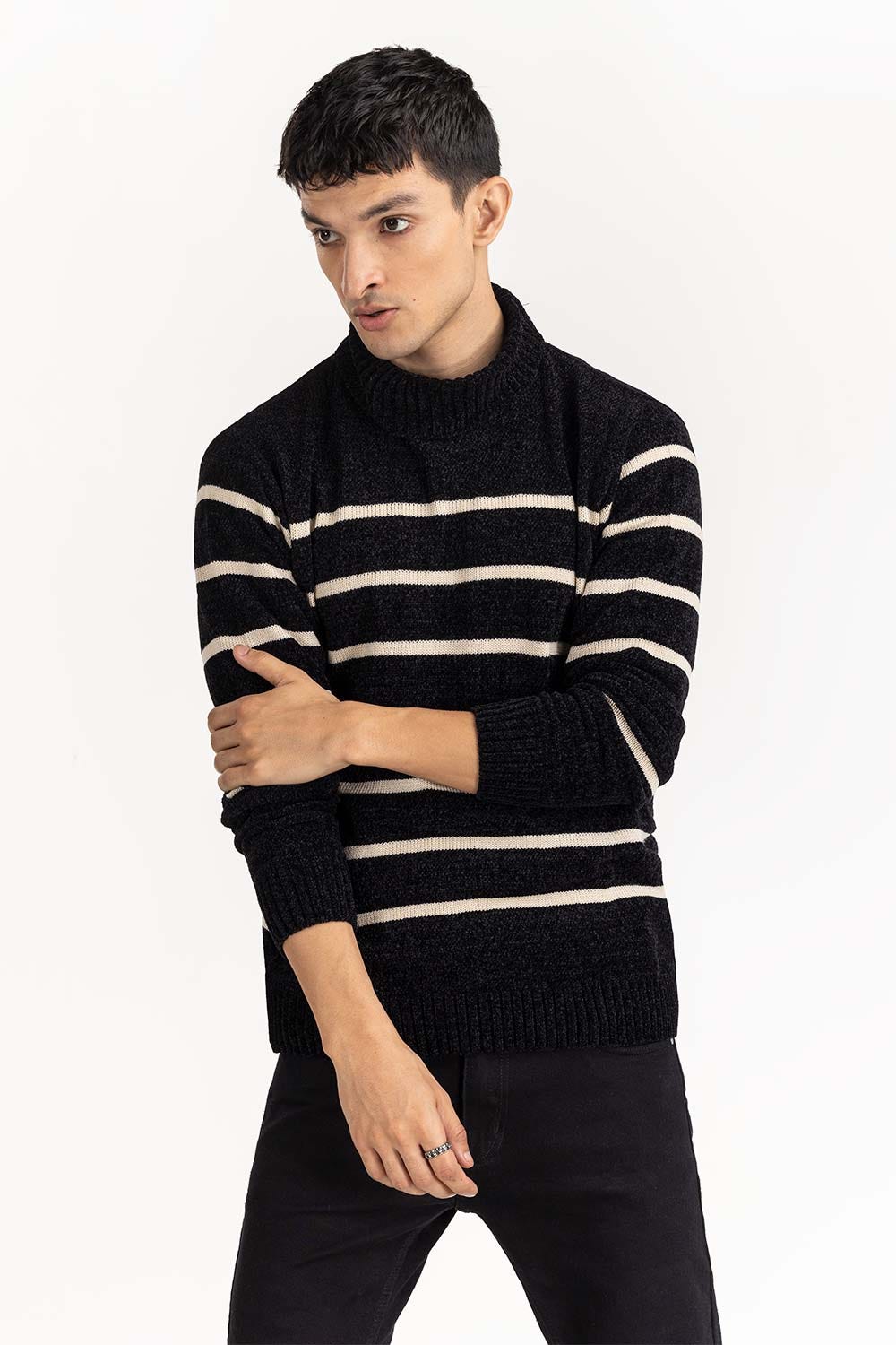 Multi Color Striper chenille Turtle Neck Sweater SWT-FFSTN22-208-2