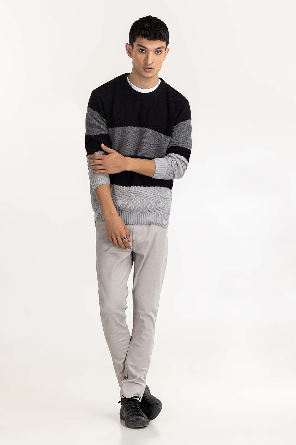 Multi Color Striper Crew Neck Sweater SWT-FFSMNZ22-212