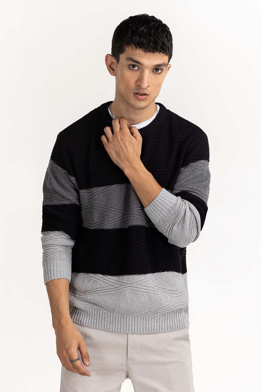 Multi Color Striper Crew Neck Sweater SWT-FFSMNZ22-212