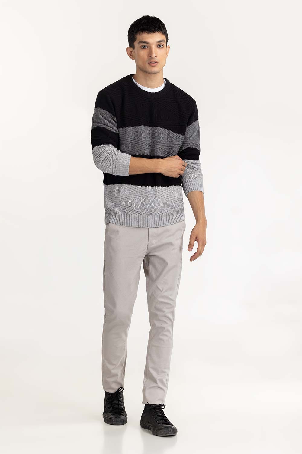 Multi Color Striper Crew Neck Sweater SWT-FFSMNZ22-212