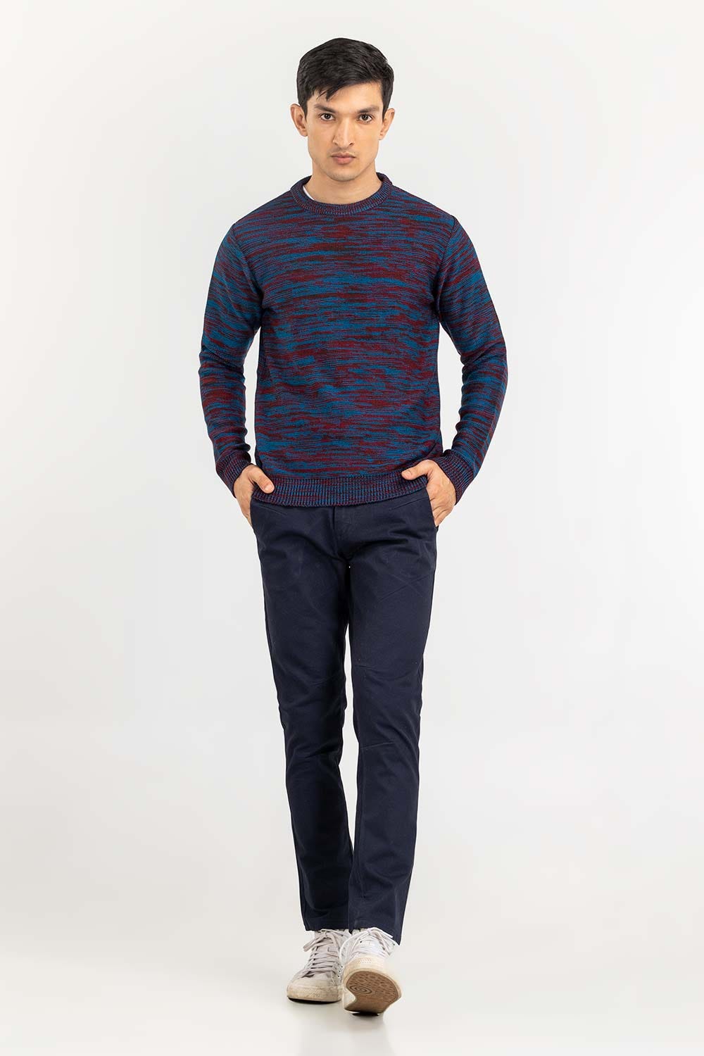 Multi Color Textured Crew Neck Sweater SWT-FFSCN22-160