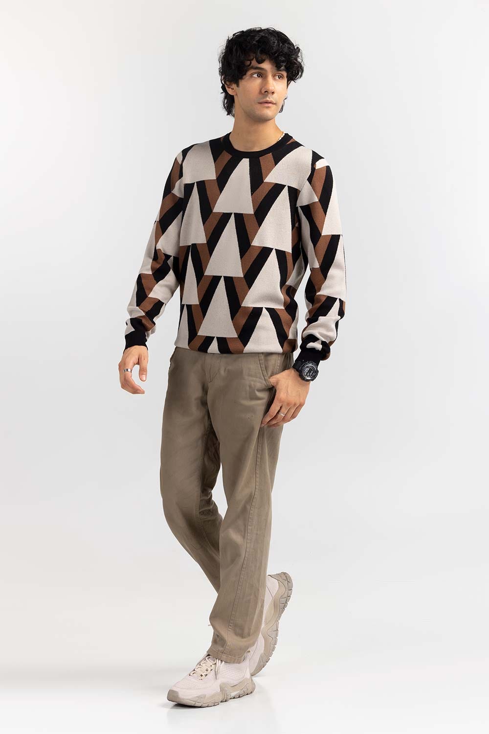 Multi Color triangular Crew Neck Sweater SWT-FFSCN22-229