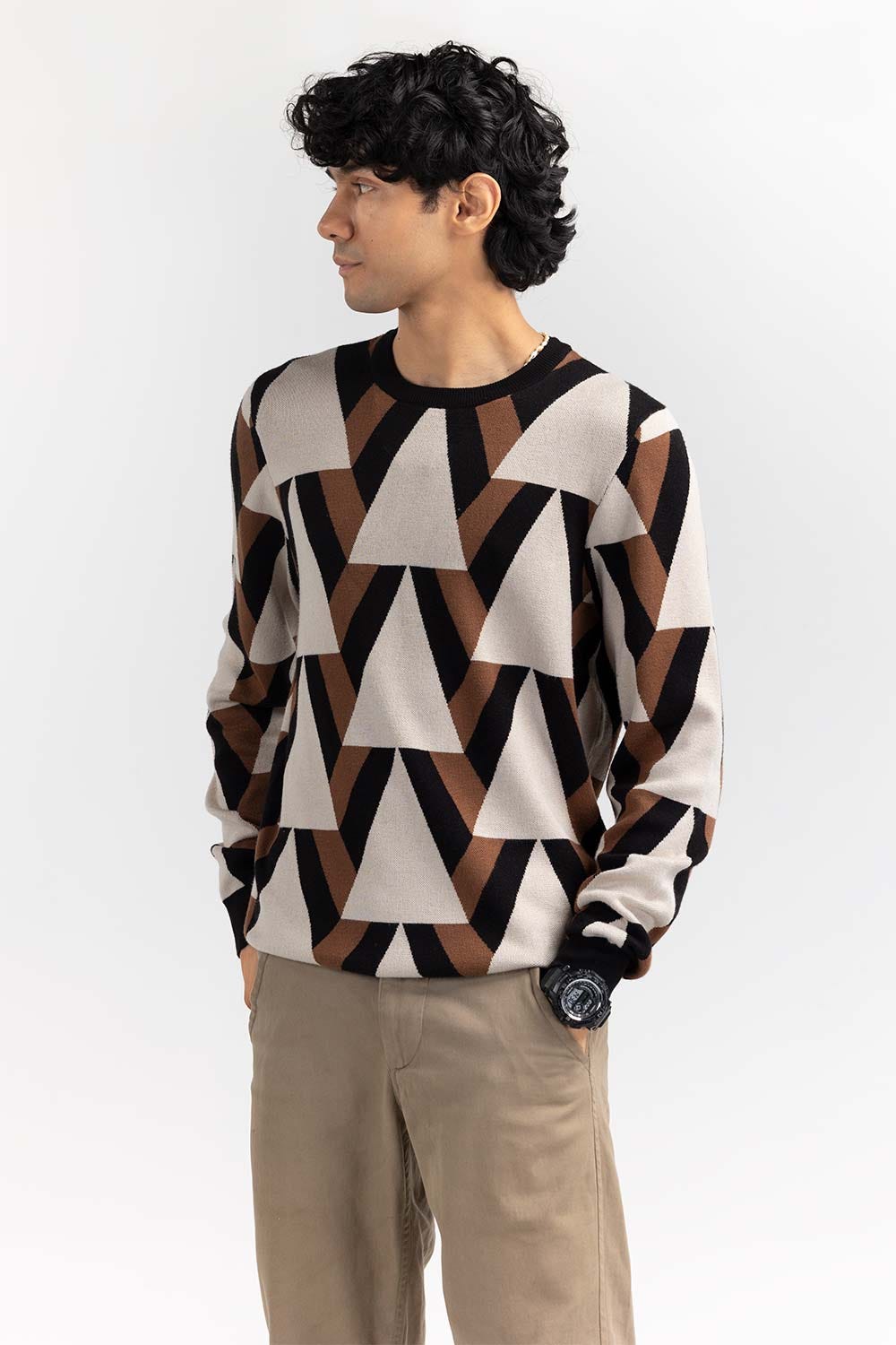 Multi Color triangular Crew Neck Sweater SWT-FFSCN22-229