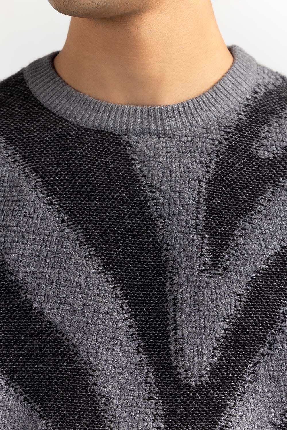 Multi Color Zebra Striped Crew Neck Sweater SWT-FFSCN22-235-2