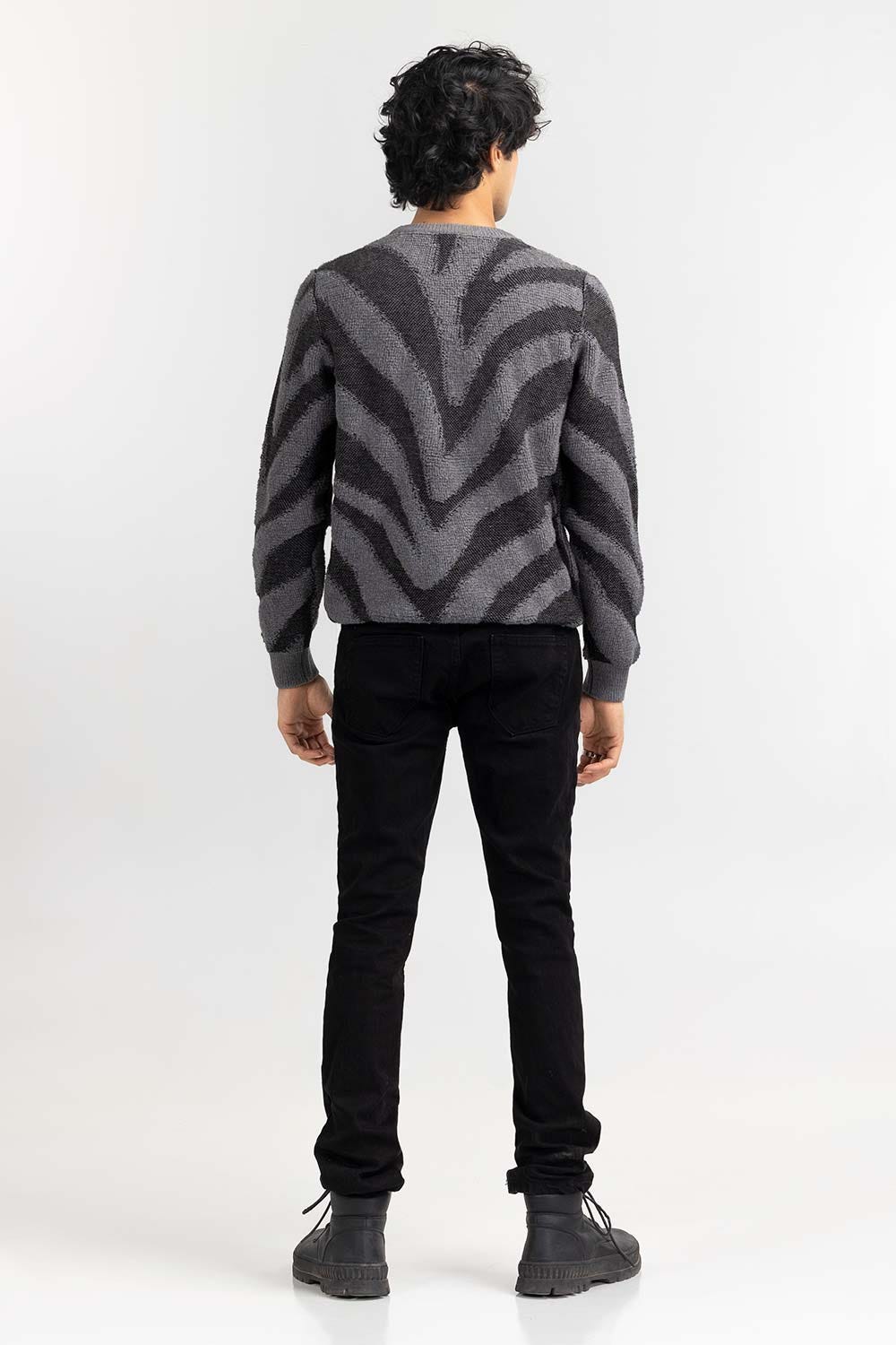 Multi Color Zebra Striped Crew Neck Sweater SWT-FFSCN22-235-2