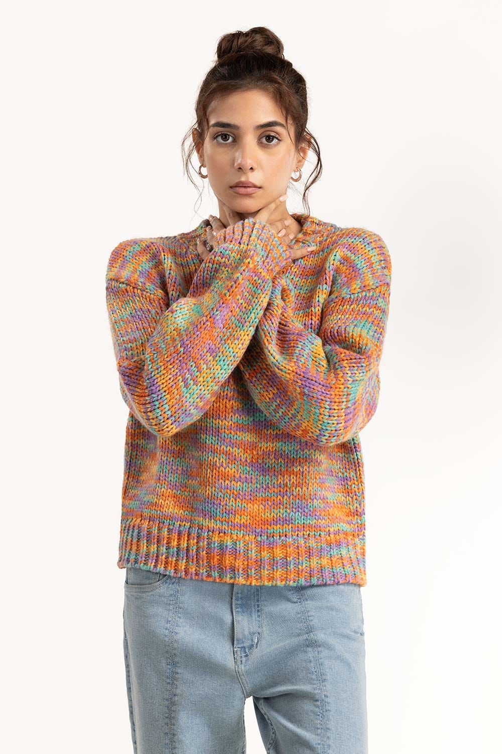 Multi Colored Loose Fit Sweater 224-211-043
