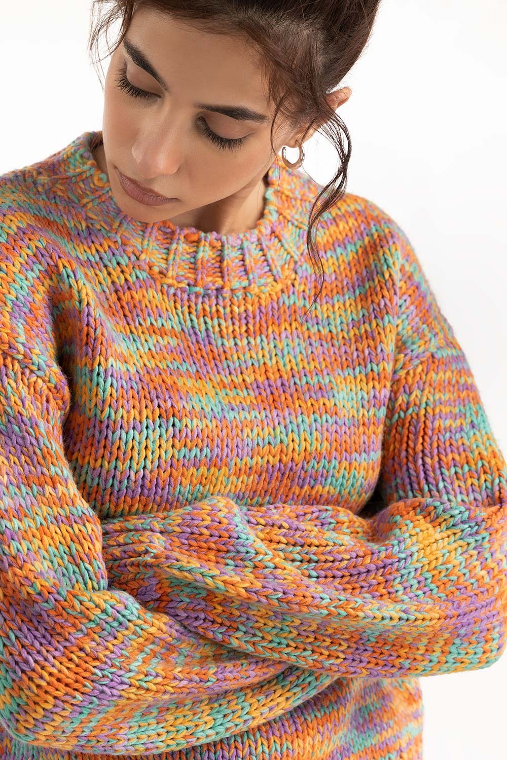 Multi Colored Loose Fit Sweater 224-211-043