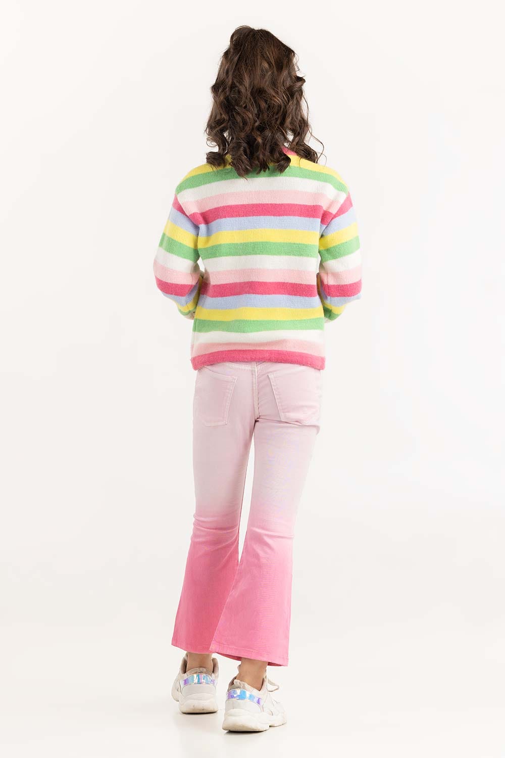 Junior Girl Multi Colored Striped Sweater 224-411-049