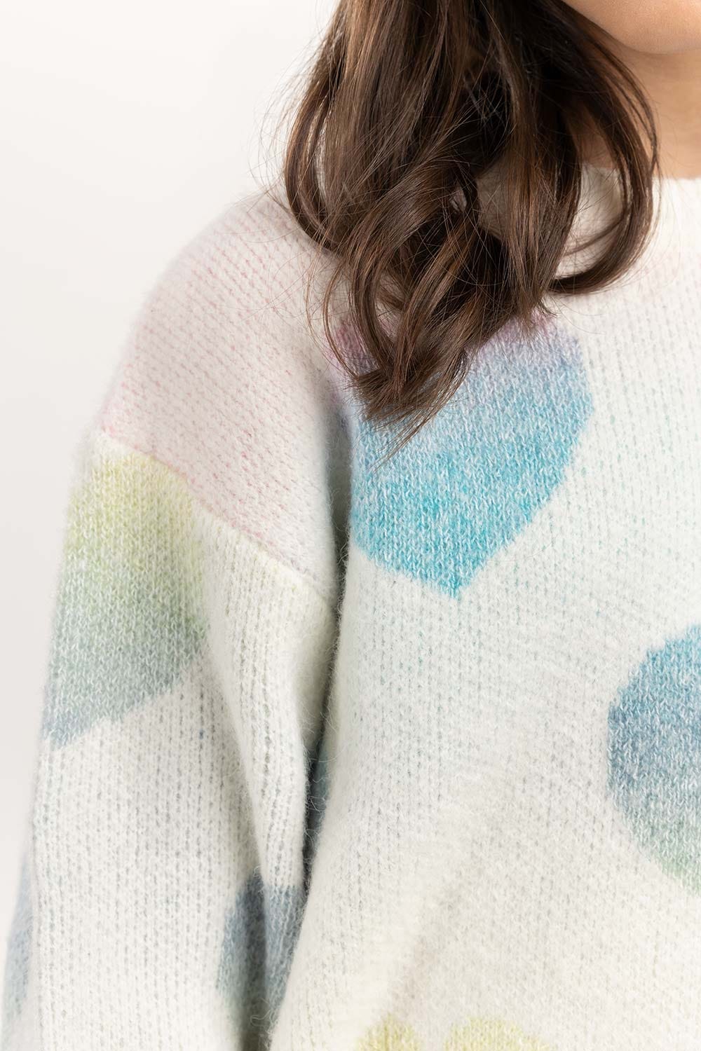 Junior Girl Multi Jacquard Knit Sweater 224-411-048