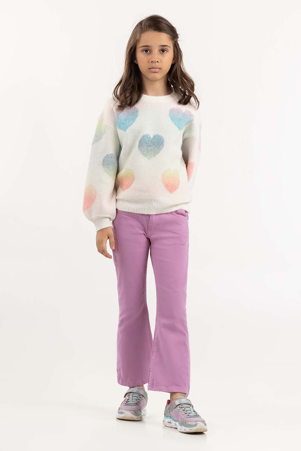 Junior Girl Multi Jacquard Knit Sweater 224-411-048