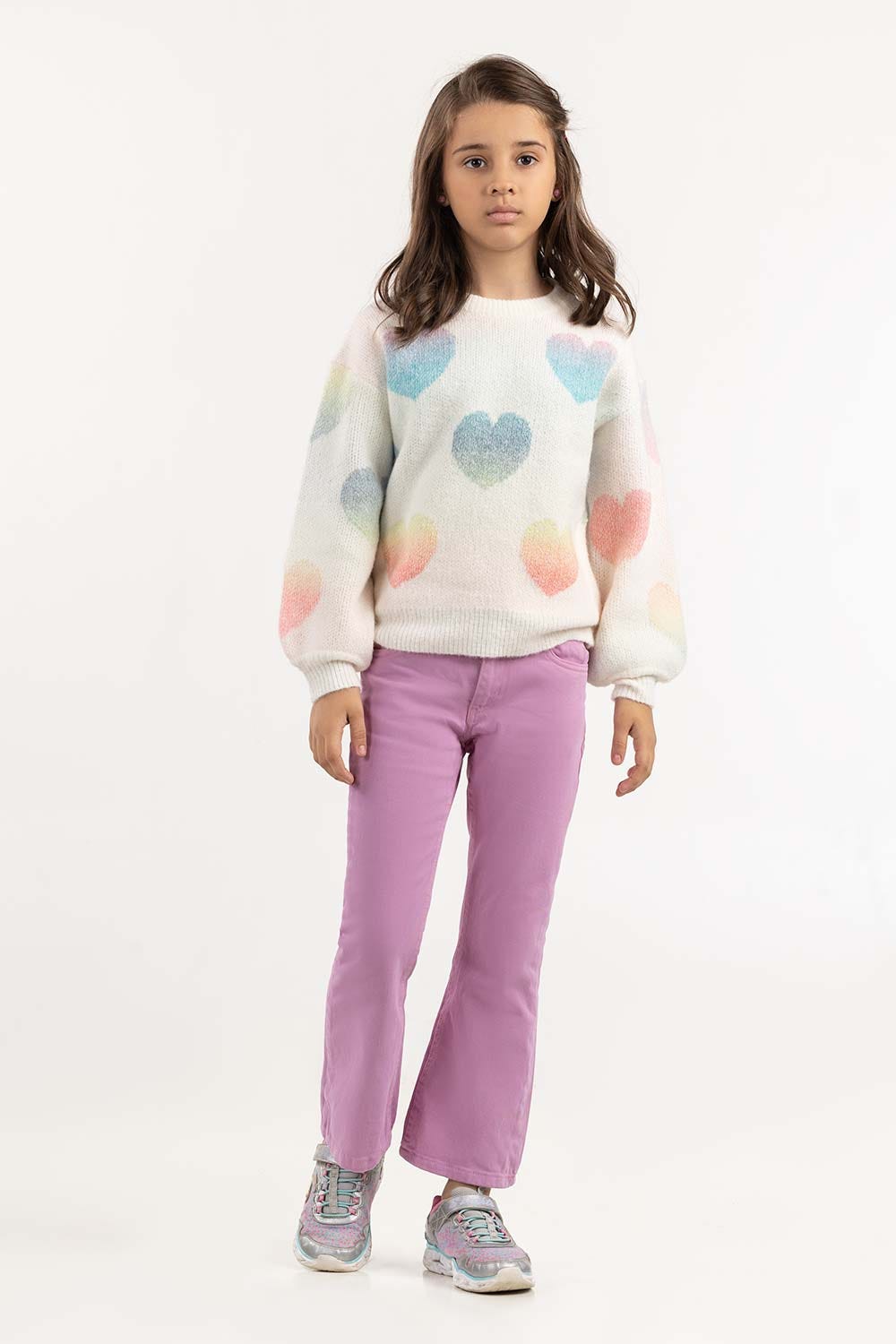 Junior Girl Multi Jacquard Knit Sweater 224-411-048
