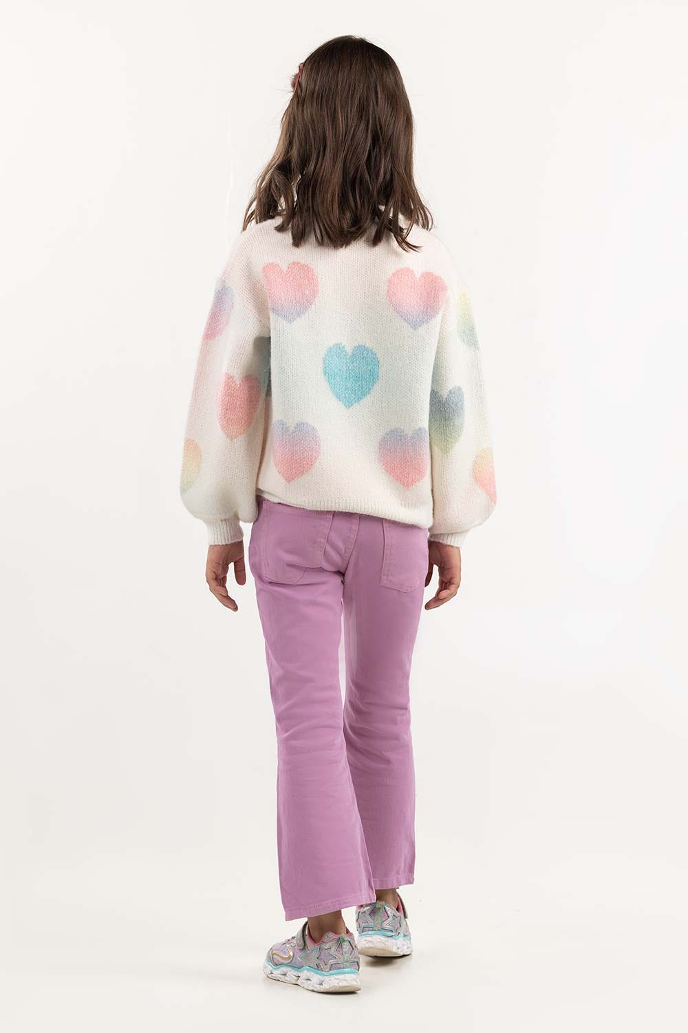 Junior Girl Multi Jacquard Knit Sweater 224-411-048