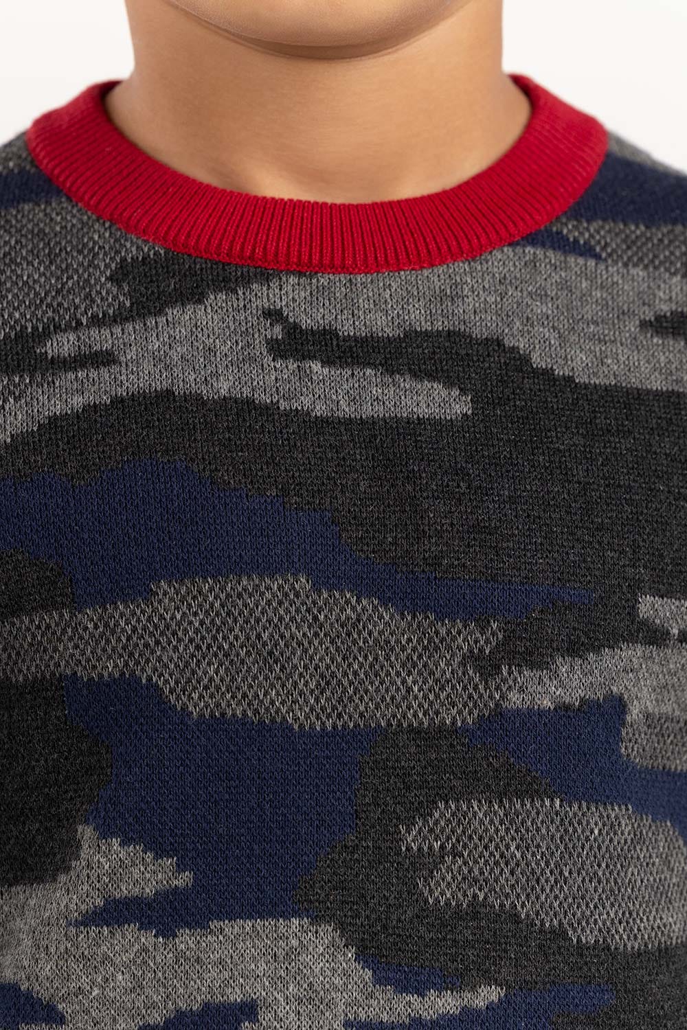 Junior Boy Multi Knit Sweater With A Round Neck 224-311-025