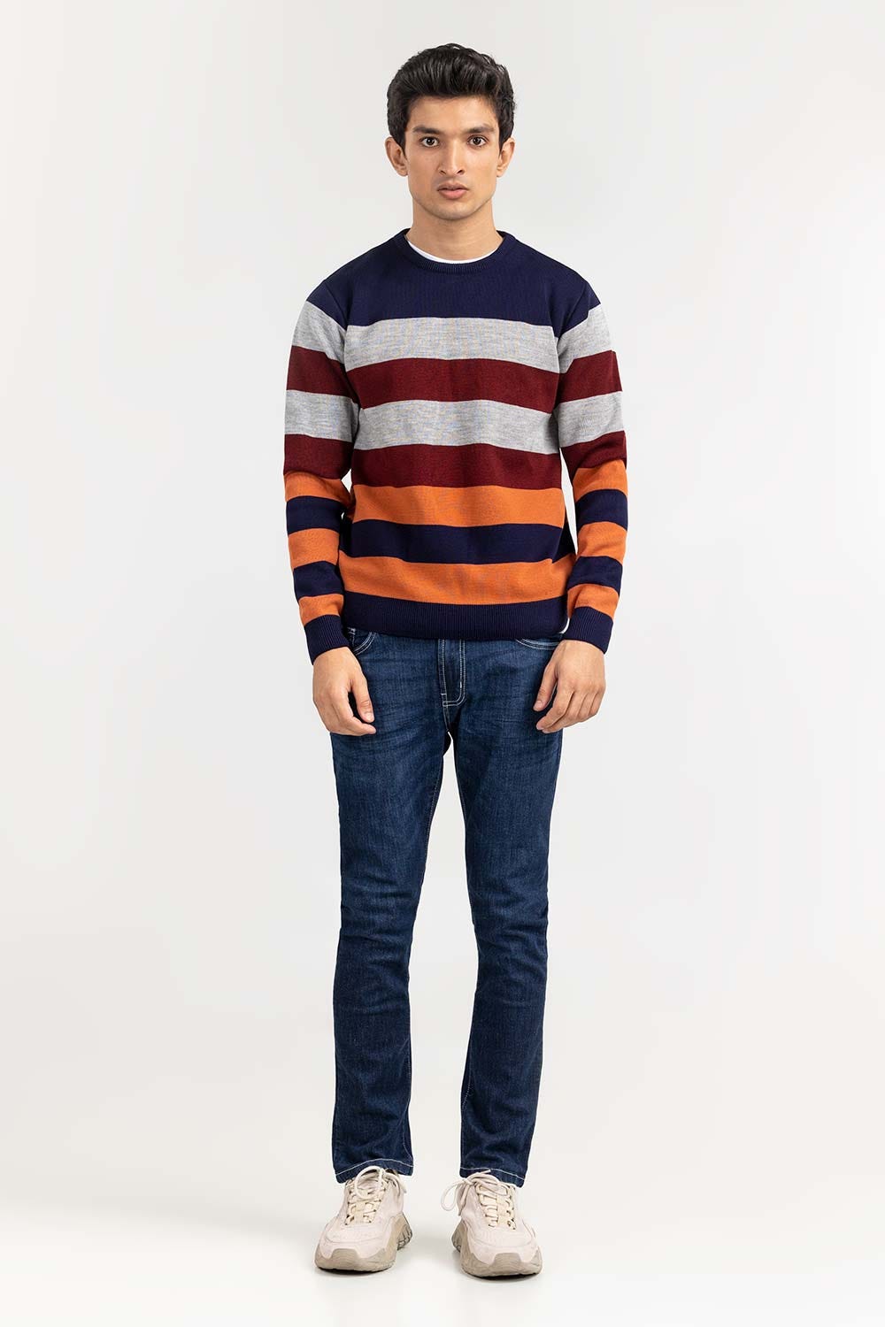 Multi Striped Crew Neck Sweater SWT-FFSMNZ22-119