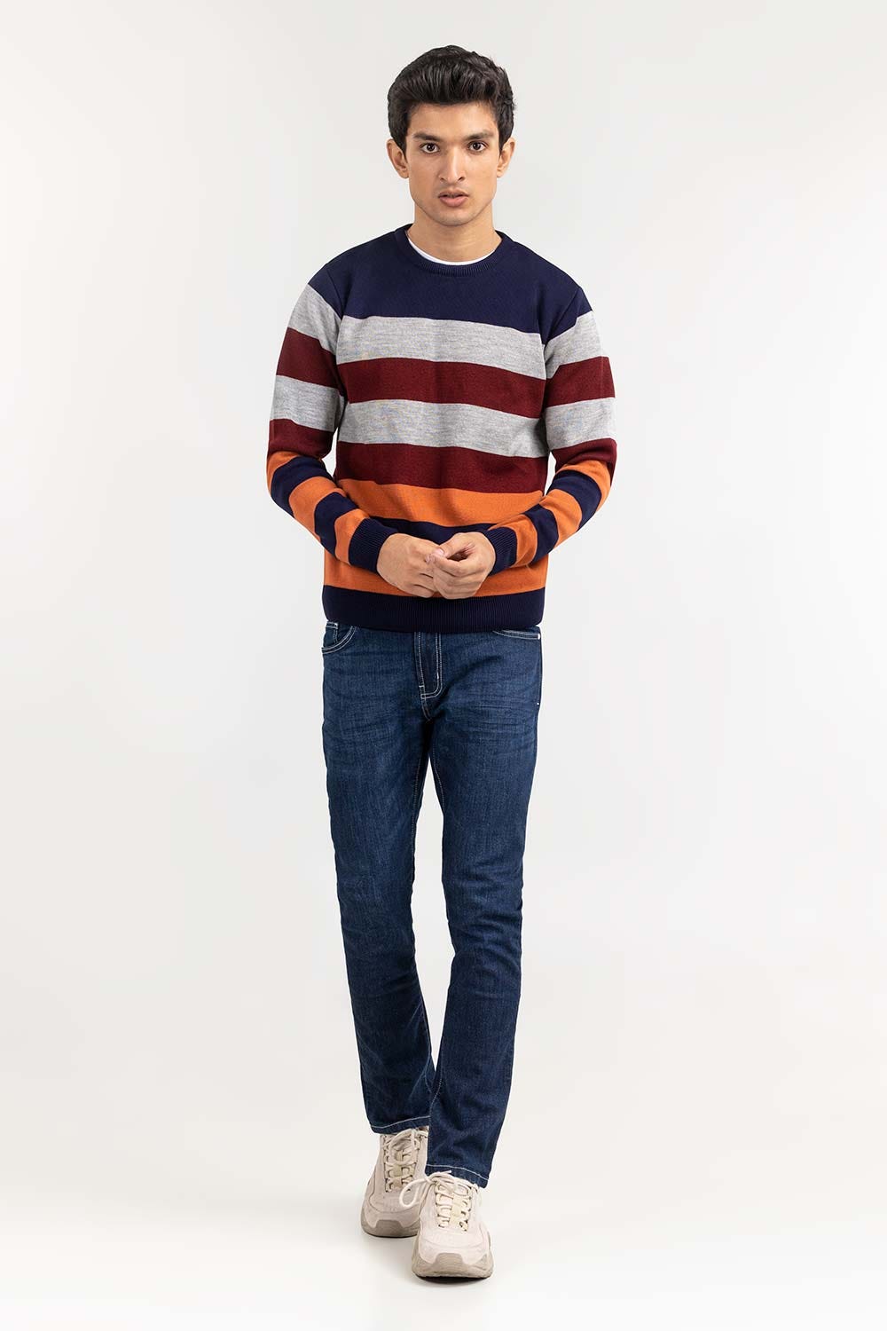 Multi Striped Crew Neck Sweater SWT-FFSMNZ22-119