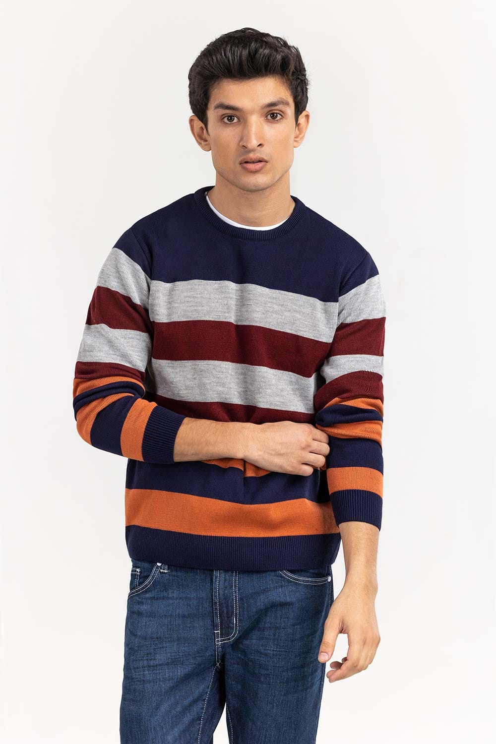 Multi Striped Crew Neck Sweater SWT-FFSMNZ22-119
