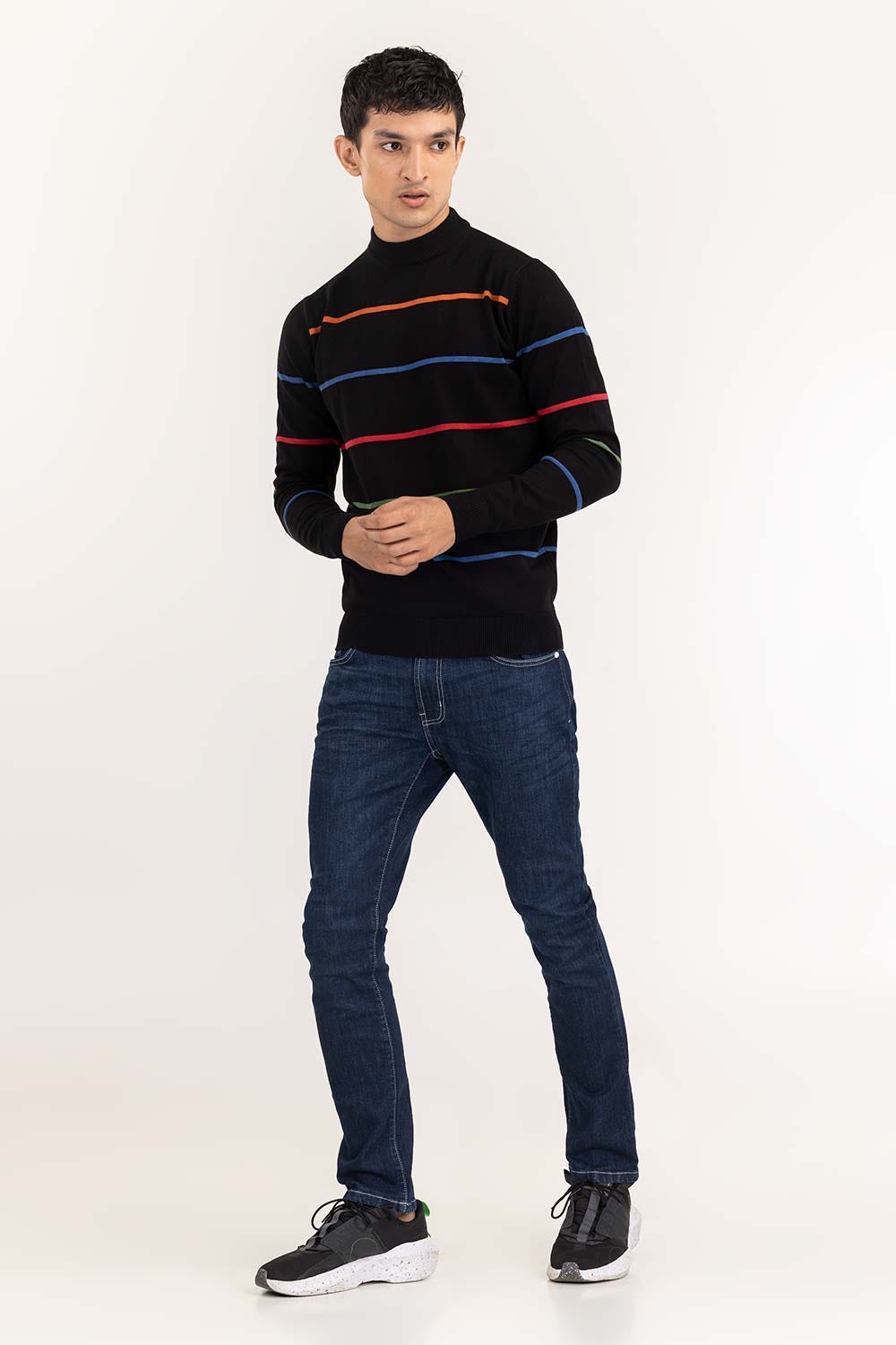Multi Striped Crew Neck Sweater SWT-FFSMNZ22-137