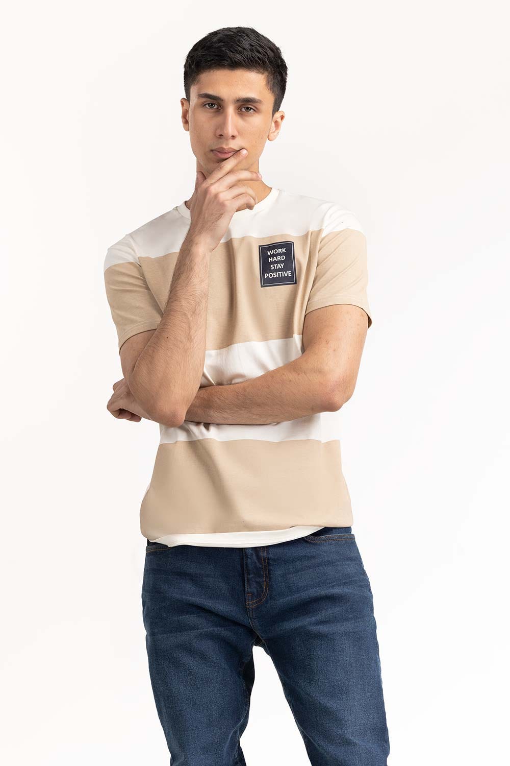 Multi Striped Print T-Shirt 224-113-042