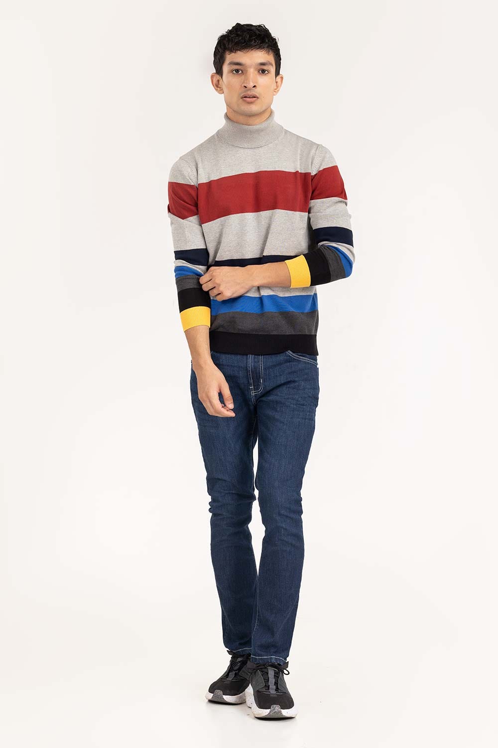Multi Striped Turtleneck Sweater SWT-FFSTN22-139