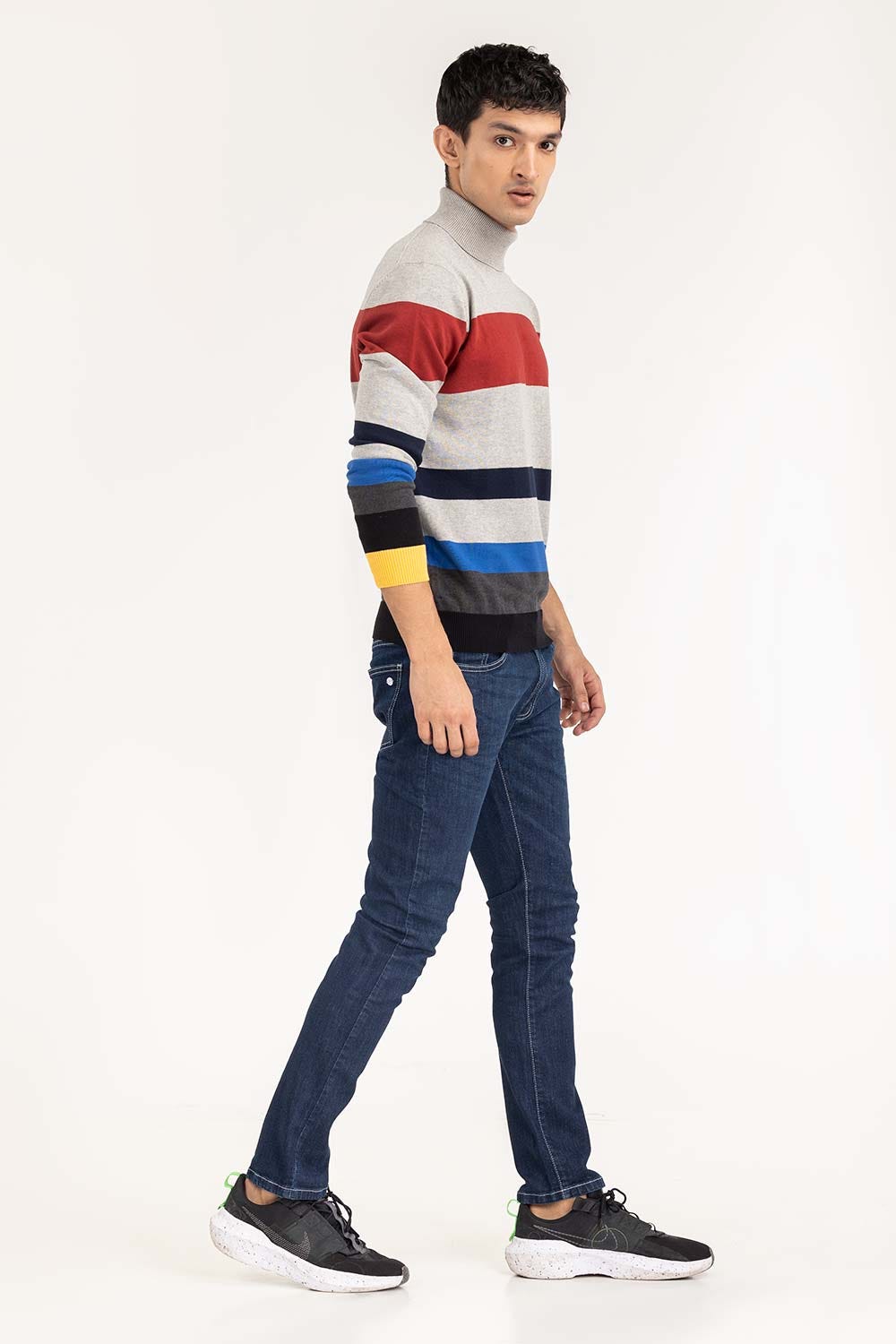 Multi Striped Turtleneck Sweater SWT-FFSTN22-139