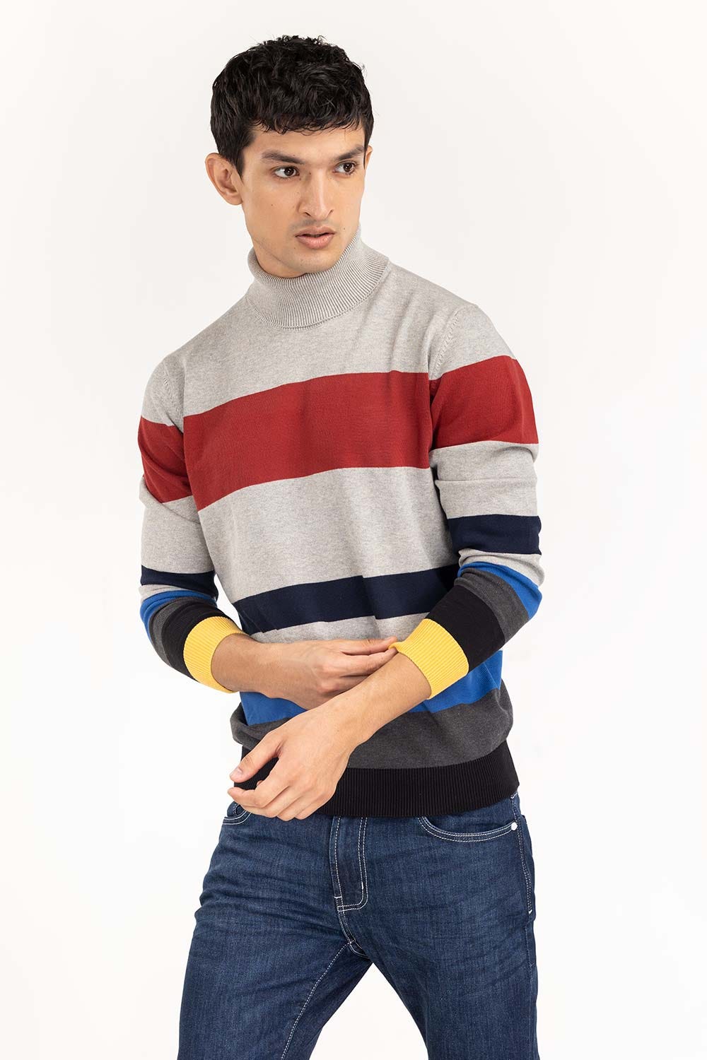 Multi Striped Turtleneck Sweater SWT-FFSTN22-139