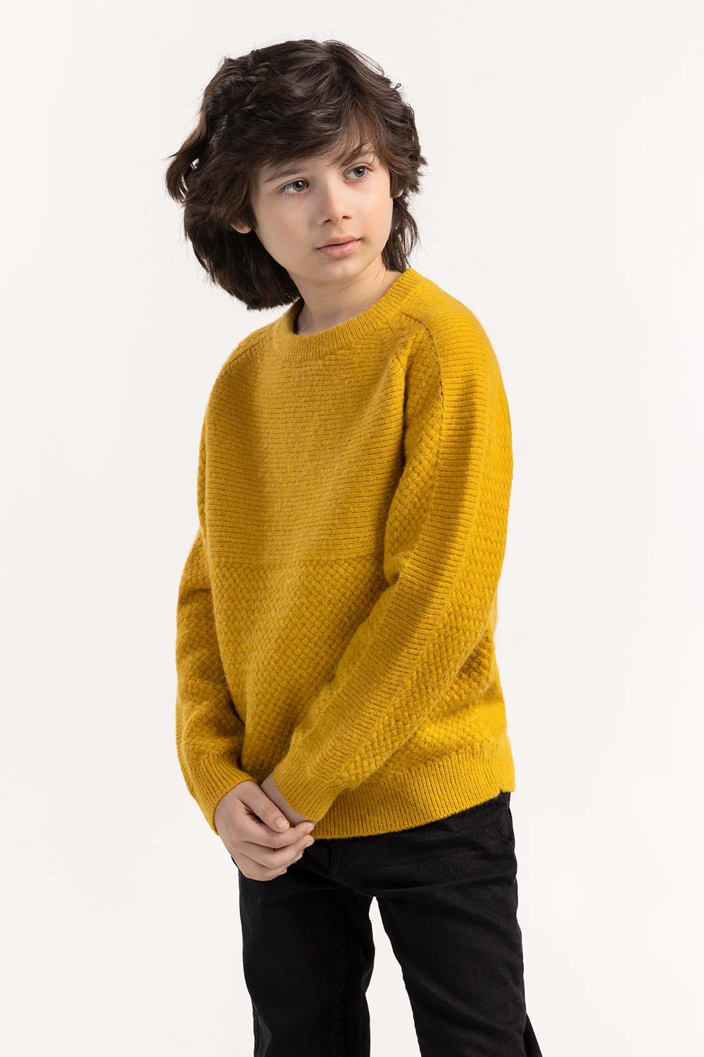 Junior Boy Mustard Knit Sweater 224-311-008